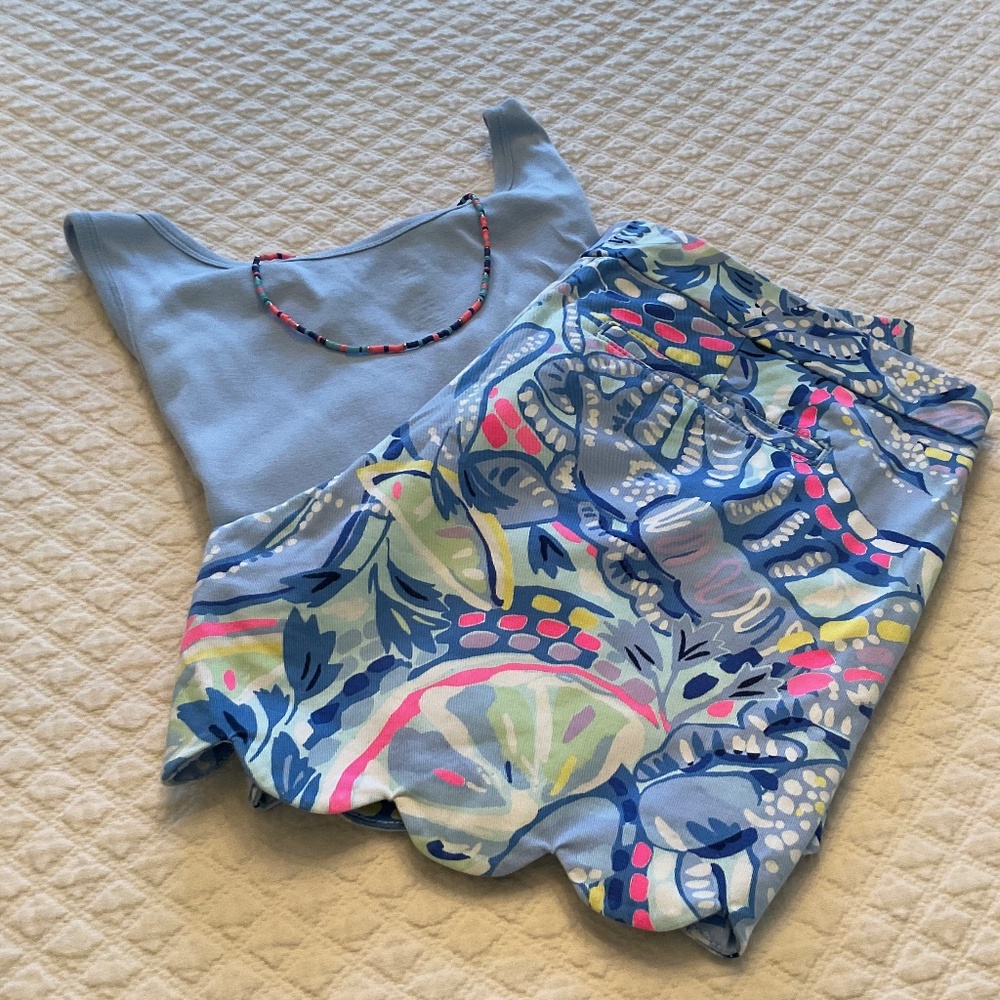 Lilly Pulitzer Buttercup Stretch Shorts Blue Peri Pinch Pinch